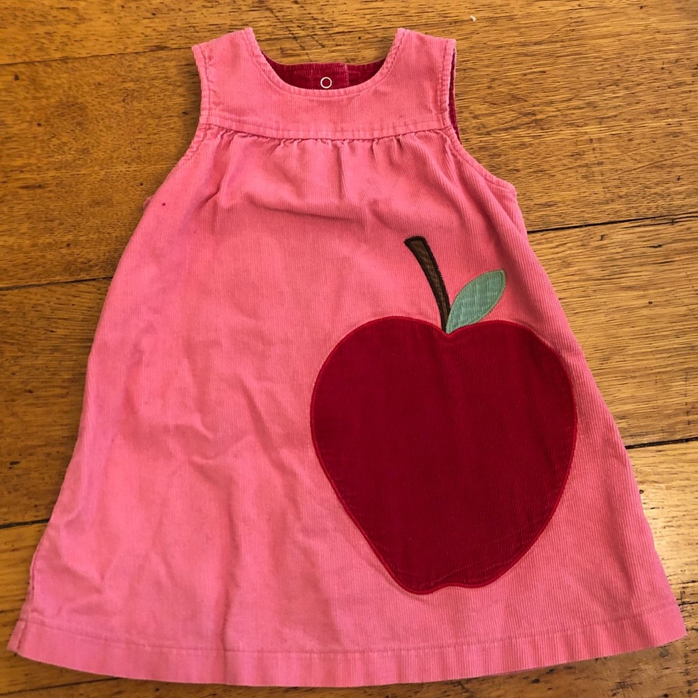 Baby Boden cotton corduroy apple pinafore dress